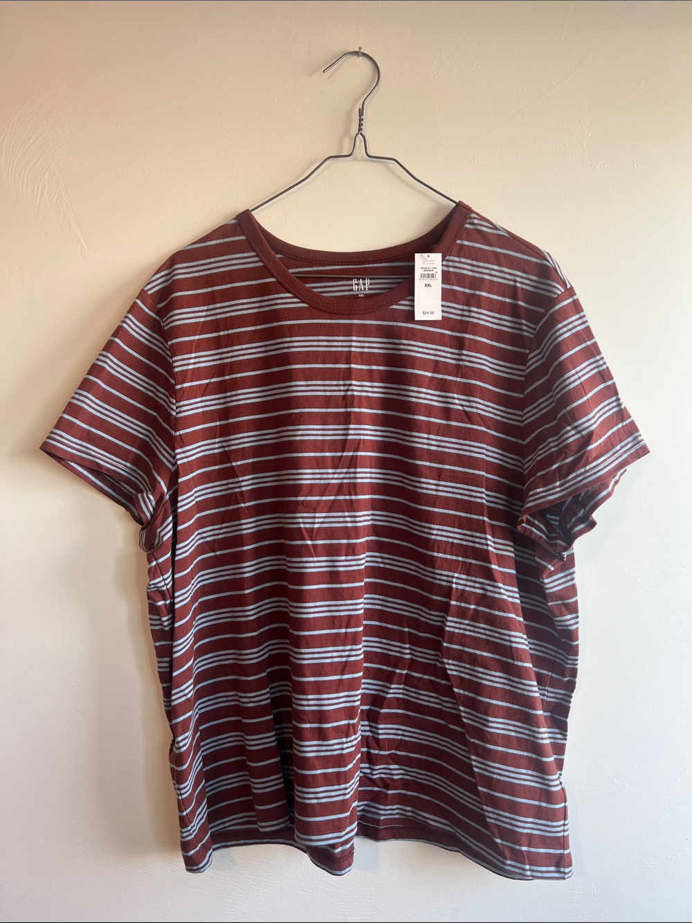 Gap Maroon and Blue Striped T-shirt